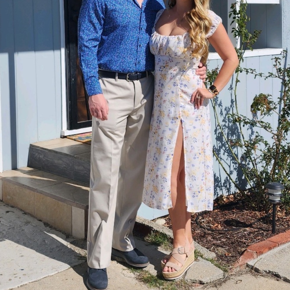 A&F White Floral Midi Dress
